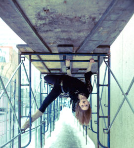 Upside-down on scaffolding Upside-down on scaffolding